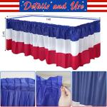 3 Pack 4th of July Plastic Table Skirts Decorations, Red White and Blue Patriotic Disposable Table Skirts, Fourth of July Table Party Decorations for Independence Memorial Veterans Day, 2.4 x 14 Ft