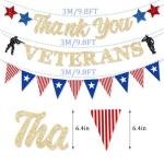 FHGG Thank You Veterans Banner Decorations Gold Glitter Thank You to Our He roes We Are So Proud of You Decorations for Veterans Police Military Army Employees Memorial Party