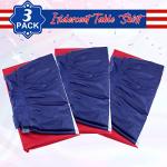 3 Pack 4th of July Plastic Table Skirts Decorations, Red White and Blue Patriotic Disposable Table Skirts, Fourth of July Table Party Decorations for Independence Memorial Veterans Day, 2.4 x 14 Ft