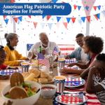 Sunnychicc 400 Pcs American Flag Patriotic Party Supplies Red White Blue Disposable Paper Plates Napkins and Cups Veterans Election Tableware for Independence 4th of July Labor Memorial Day(Retro)