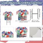JarThenaAMCS Patriotic Flower Metal Garden Stakes 4th of July American Flag Floral Vase Decorative Lawn Sign Welcome Yard Sign for Independence Day Home Outside Decor
