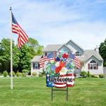 JarThenaAMCS Patriotic Flower Metal Garden Stakes 4th of July American Flag Floral Vase Decorative Lawn Sign Welcome Yard Sign for Independence Day Home Outside Decor