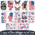 CHARLENT 4th of July Temporary Tattoos Full & Half Arm - American Flag Tattoos for Kids Women Men Fourth of July Party Decorations and USA Party Favors,Independence Day Party Supplies