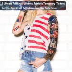 CHARLENT 4th of July Temporary Tattoos Full & Half Arm - American Flag Tattoos for Kids Women Men Fourth of July Party Decorations and USA Party Favors,Independence Day Party Supplies