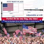 PHITRIC Flag Pole Kit with 3x5 American Flag for House Outside, Stainless Steel Rustproof Flagpole Holder for 3x5 Sports Fan Outdoor Flags for Outside House (Black)
