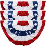 HOOSUN 3 Pack American Flag Bunting for Outside,3x6 FT Patriotic Bunting Flags Outdoor Veterans Day Decorations,Red White and Blue USA Pleated Fan Flag,American Flags Banners for Porch Patriotic Decor