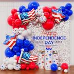 OOPAT DIY Independence Day Balloon Arch kit 138pcs for 4th of July America Patriotic Red White Blue Memorial Day USA Party Backdrop Decoration (Red White Blue)