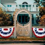 HOOSUN 3 Pack American Flag Bunting for Outside,3x6 FT Patriotic Bunting Flags Outdoor Veterans Day Decorations,Red White and Blue USA Pleated Fan Flag,American Flags Banners for Porch Patriotic Decor
