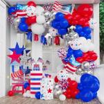 OOPAT DIY Independence Day Balloon Arch kit 138pcs for 4th of July America Patriotic Red White Blue Memorial Day USA Party Backdrop Decoration (Red White Blue)