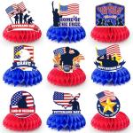 Veterans Day Decorations Honeycomb Centerpieces 9 Pcs Happy Veterans Day Honeycomb Centerpieces Thank You Veterans Honeycomb Centerpieces Veterans Day Party Honeycomb for Happy Veterans Party Supplies