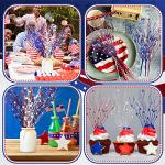 Giegxin 16 Pack Christmas Artificial Glitter Berry Stem, 17 Inches Fall and Thanksgiving Floral Picks Branches for Vase Centerpieces Labor Day Decor Holiday Ornaments(Red, Blue, White)