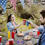 100 Pcs American Flag Party Supplies Set, Serves 25 – Disposable Patriotic Paper Plates, Napkins, and Forks, USA Flag-Themed Tableware for 4th of July, Memorial Day, Veterans Day, Independence Day BBQ