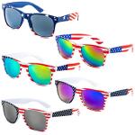 Sofier 4th of July Accessories 5 pairs USA American Flag Sunglasses Patriotic Party Favors Fourth of July Accessories Red White and Blue Sunglasses for Women Men Classic Retro