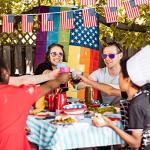 Sofier 4th of July Accessories 5 pairs USA American Flag Sunglasses Patriotic Party Favors Fourth of July Accessories Red White and Blue Sunglasses for Women Men Classic Retro