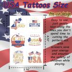 4th of July Tattoos for Kids - 180Pcs Fourth of July Tattoos Temporary Individual, USA American Flag Patriotic Red White and Blue Independence/Memorial/Labor Day Decorations Accessories Party Supplies