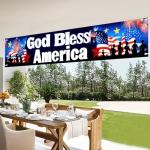 BlissYard God Bless America Banner 118 x 20 inch 4th of July Decorations Outdoor National Independence Day Yard Sign Party Supplies Patriotic Hanging Decor Porch Balcony Backyard Lawn Garden