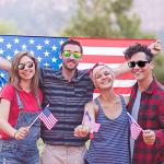 Sofier 4th of July Accessories 5 pairs USA American Flag Sunglasses Patriotic Party Favors Fourth of July Accessories Red White and Blue Sunglasses for Women Men Classic Retro