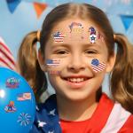 4th of July Tattoos for Kids - 180Pcs Fourth of July Tattoos Temporary Individual, USA American Flag Patriotic Red White and Blue Independence/Memorial/Labor Day Decorations Accessories Party Supplies