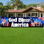 BlissYard God Bless America Banner 118 x 20 inch 4th of July Decorations Outdoor National Independence Day Yard Sign Party Supplies Patriotic Hanging Decor Porch Balcony Backyard Lawn Garden