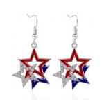 4th of July Earrings for Women Patriotic American Flag Earrings USA Dangle Earrings Red White Blue American Flag Dangle Earring Patriotic Independence Day Earring (A)