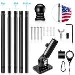 6 FT Flag Pole Kit with Mutil-Position Adjustable Bracket & Spinning Flagpole Rings, 1" Thicken Stainless Steel Metal Flag Poles for 3x5 Flag Outside House Wall Post Mount (6 FT, w/180° Black Bracket)