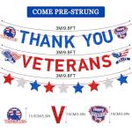 JKQ Blue Red Glitter Thank You Veterans Banner Happy Veterans Day Garland Banner Land of the Free Because of the Brave Honoring All Who Served America Patriotic Party Fireplace Mantle Wall