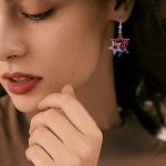 4th of July Earrings for Women Patriotic American Flag Earrings USA Dangle Earrings Red White Blue American Flag Dangle Earring Patriotic Independence Day Earring (A)