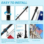 6 FT Flag Pole Kit with Mutil-Position Adjustable Bracket & Spinning Flagpole Rings, 1" Thicken Stainless Steel Metal Flag Poles for 3x5 Flag Outside House Wall Post Mount (6 FT, w/180° Black Bracket)