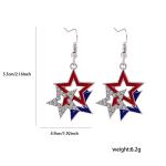 4th of July Earrings for Women Patriotic American Flag Earrings USA Dangle Earrings Red White Blue American Flag Dangle Earring Patriotic Independence Day Earring (A)