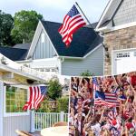 6 FT Flag Pole Kit with Mutil-Position Adjustable Bracket & Spinning Flagpole Rings, 1" Thicken Stainless Steel Metal Flag Poles for 3x5 Flag Outside House Wall Post Mount (6 FT, w/180° Black Bracket)