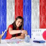 2 Pack 4th of July Party Supplies, 3.28 FT x 7.05 FT 4th of July Tinsel Backdrop, Blue Silver Red Color Fringe Curtains Streamer Backdrop, 4th of July Photo Backdrop Party Decorations