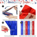 2 Pack 4th of July Party Supplies, 3.28 FT x 7.05 FT 4th of July Tinsel Backdrop, Blue Silver Red Color Fringe Curtains Streamer Backdrop, 4th of July Photo Backdrop Party Decorations