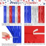 2 Pack 4th of July Party Supplies, 3.28 FT x 7.05 FT 4th of July Tinsel Backdrop, Blue Silver Red Color Fringe Curtains Streamer Backdrop, 4th of July Photo Backdrop Party Decorations