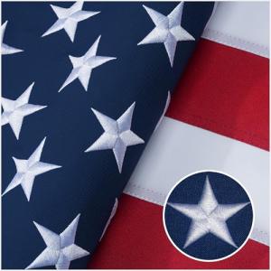 American Flag 4x6 Ft Indestructible Outdoor, Long Lasting, Heavy Duty, TearProof Polyester, Fade Resistant, High Wind US Outside Flags with Embroidered Stars, Sewn Stripes, Brass Grommets