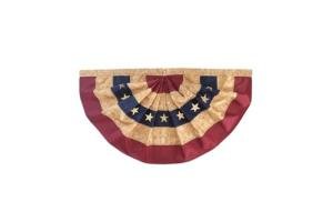 Briarwood Lane Patriotic Decorations American Flag Embroidered Star USA 36" x 18" Flag Buntings for Outside-Tea Stained Patriotic Bunting Banner with Brass Grommets