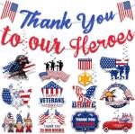 Veterans Day Decorations Banner Set Include DIY 1pc Thank You To Our Heroes Banner and 12pcs Patriotic Theme Thank You Veterans Hanging Swirls for Patriotic Supplies Decor