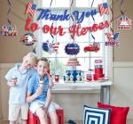 Veterans Day Decorations Banner Set Include DIY 1pc Thank You To Our Heroes Banner and 12pcs Patriotic Theme Thank You Veterans Hanging Swirls for Patriotic Supplies Decor