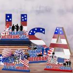 Veterans Day Decorations 4Pcs Happy Veterans Day Wood Table Centerpieces Brave Soldier Wooden Table Topper Decorations 11th November Wood Sign for Patriotic Memorial Celebrate Party Decor