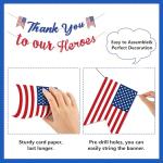 Veterans Day Decorations Banner Set Include DIY 1pc Thank You To Our Heroes Banner and 12pcs Patriotic Theme Thank You Veterans Hanging Swirls for Patriotic Supplies Decor