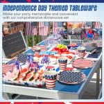 Sunnychicc 400 Pcs American Flag Patriotic Party Supplies Red White Blue Disposable Paper Plates Napkins and Cups Veterans Election Tableware for Independence 4th of July Labor Memorial Day(Stylish)