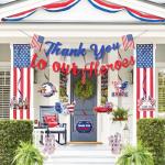 Veterans Day Decorations Banner Set Include DIY 1pc Thank You To Our Heroes Banner and 12pcs Patriotic Theme Thank You Veterans Hanging Swirls for Patriotic Supplies Decor