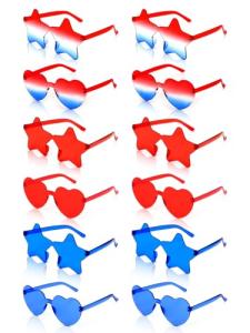 BOARDFEB 12 Pairs Star Shaped Sunglasses 4th of July Star Glasses Patriotic Glasses Rimless Star Glasses Pentagram Glasses Plastic Shutter Glasses for Independence Day Party Favors