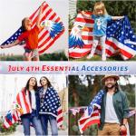 JEROKUMI American Flag Costume Cape, 4th of July USA Flag Costume with Sunglasses Temporary Tattoo Stickers, USA Patriotic Eagle Flag Cloak for Adult Women Men Patriotic Party