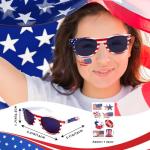 JEROKUMI American Flag Costume Cape, 4th of July USA Flag Costume with Sunglasses Temporary Tattoo Stickers, USA Patriotic Eagle Flag Cloak for Adult Women Men Patriotic Party