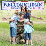 118 x 19. 7 Inch Veterans Day Large Welcome Banner Sign Decor with LED Army Yard Sign Outdoor Family Patriotic Military Army Homecoming Return Backdrop 2 Battery String Light 30 Plastic Clip, No Poles