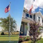 20FT Residential Flag Pole Kit,14-Gauge Aluminum,Thick Heavy Duty in Ground Flagpoles for Outside House with USA Flag, Gold Topper Ball,Aluminum Clips (Silver)