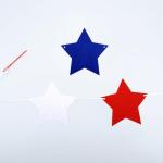 FAZHBARY 2 Pack Felt Star Garland Red White Blue Star Banner Patriotic Fourth of July Decorations Independence Day Decor