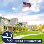 20FT Residential Flag Pole Kit,14-Gauge Aluminum,Thick Heavy Duty in Ground Flagpoles for Outside House with USA Flag, Gold Topper Ball,Aluminum Clips (Silver)
