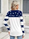 TCOT Women Shirts and Blouses Soft Crew Neck Long Sleeve Comfy Loose Casual Fall Tops American Flag Tee M