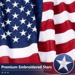 American Flag for Outside 3x5 Ft - TearProof Series Outdoor Use US Flags - Long Lasting, Fade Resistant - Thick Spun Polyester USA Banner - High Wind United States Flag - Embroidered Stars, Sewn Stripes, Brass Grommets